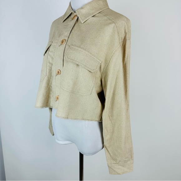 ZARA Neutral Lightweight Cropped Jacket Size Small - Picture 7 of 13